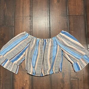 VENUS Blue and Pink Off-Shoulder Blouse